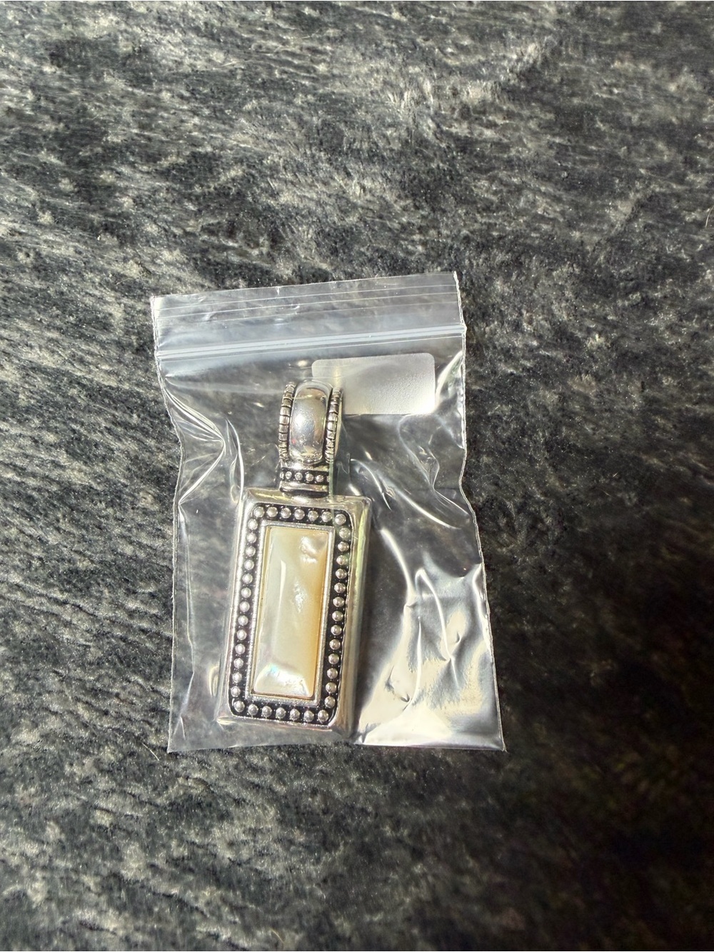 Premier Designs Mother of Pearl Pendant Silver Tone Statement Rectangle Charm - Picture 6 of 7